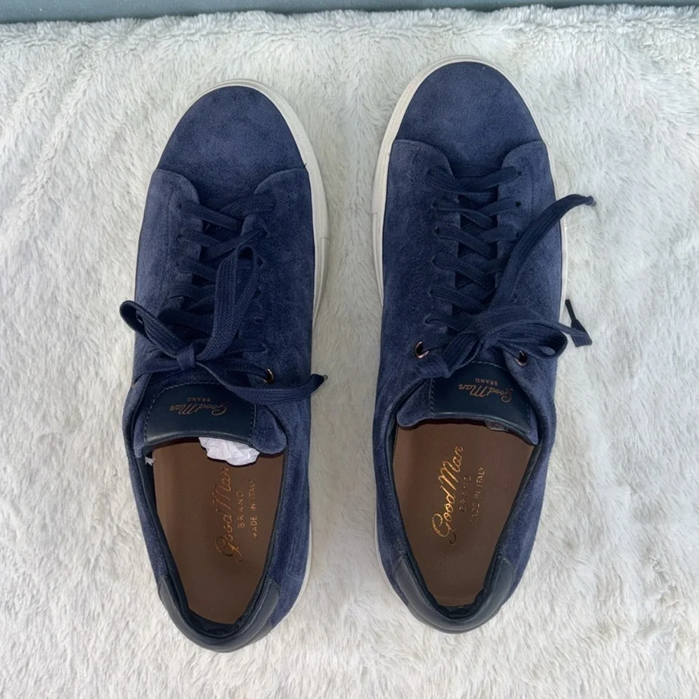 EUC Good Man Brand Blue and White Suede Sneakers with Lace-Up Design Size 8